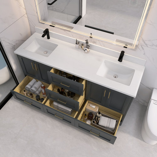 ZEAFIVE 73" Double Bathroom Vanity Set Wayfair